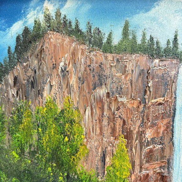 Vintage Multnomah Falls Painting 3D Acrylic Art by Masingill Original 19" x 23" - Picture 4 of 16